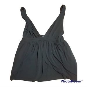 Club Monaco Deep V Sleeveless Black Top